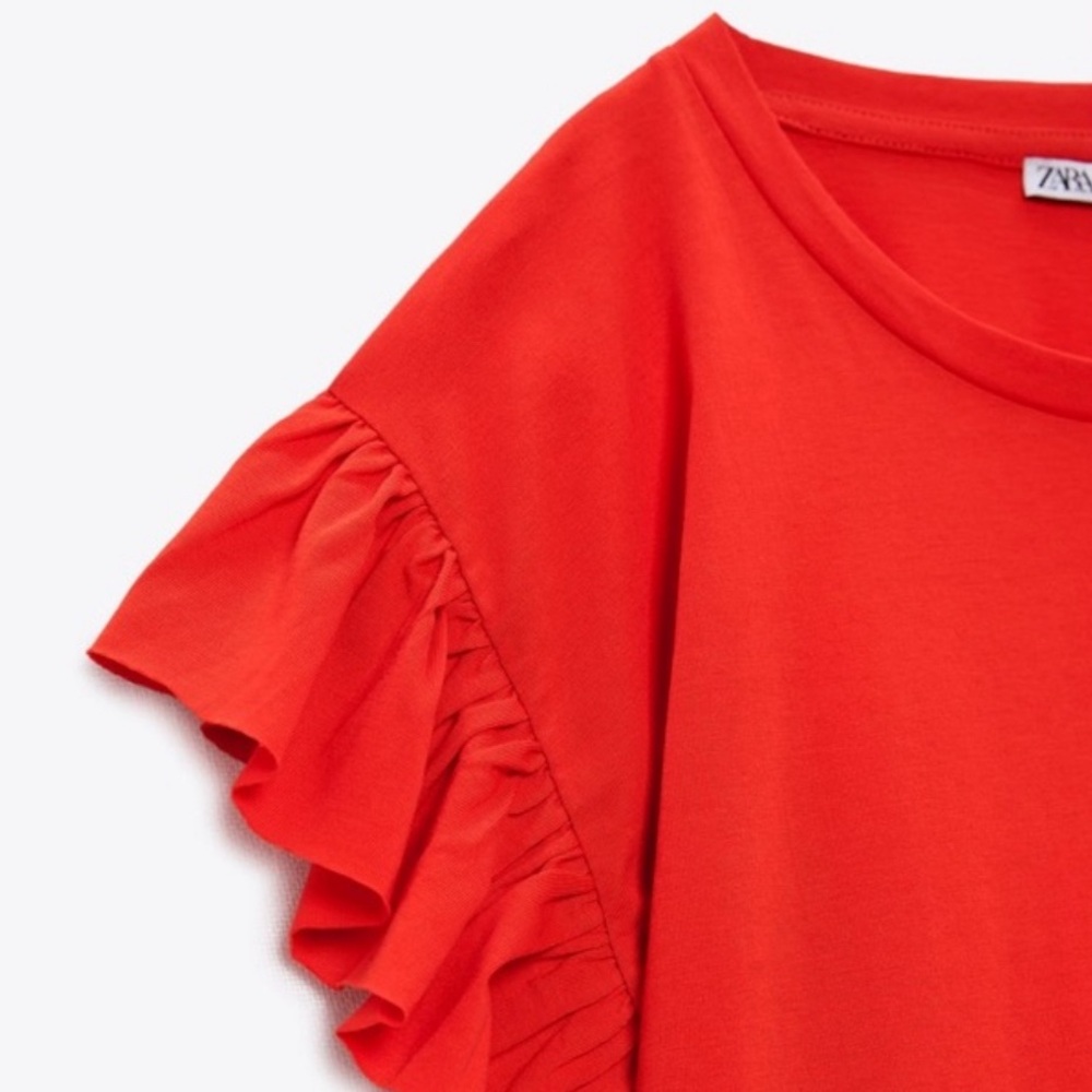 ZARA RUFFLE SLEEVE TEE - Picture 5 of 8